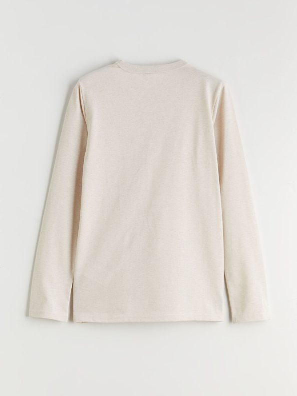 LCW Kids Beige Crew Neck Long Sleeve Boys T-Shirt