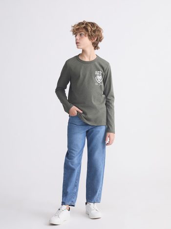 LCW Kids Green Crew Neck Boys T-Shirt