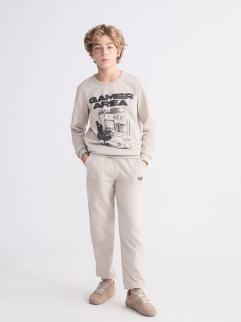 LCW Kids Beige Elastic Waist Boys Jogger Pants