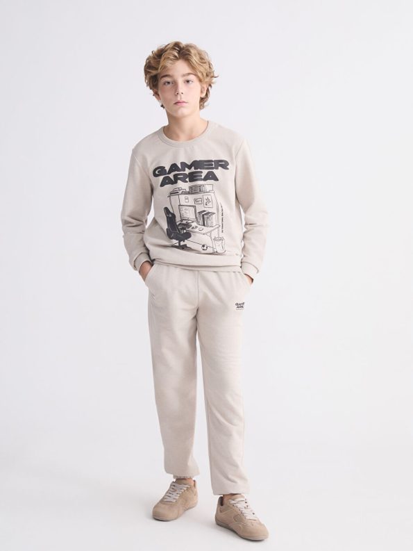 LCW Kids Beige Elastic Waist Boys Jogger Pants