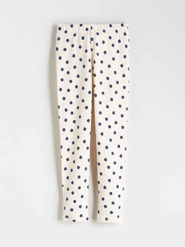 LCW Kids Navy Blue Floral Print Girls Leggings Set
