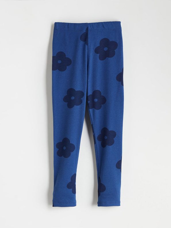 LCW Kids Navy Blue Floral Print Girls Leggings Set