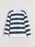 LCW Kids Navy Striped Crew Neck Sweatshirt