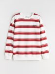 LCW Kids Burgundy Striped Crew Neck Sweatshirt