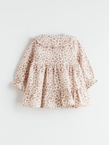 LCW Baby Brown Ruffled Collar Dress for Girls