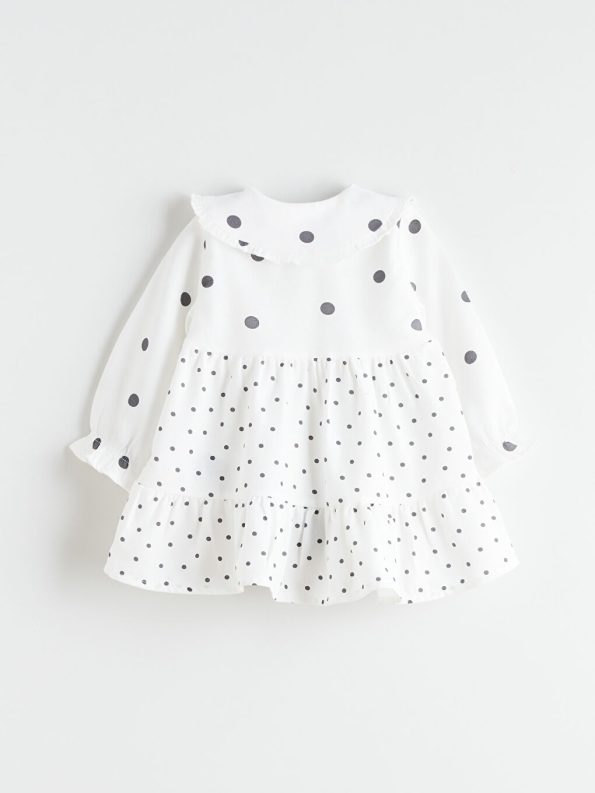 LCW Baby Cream Ruffled Collar Dress for Girls