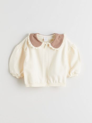 LCW Baby Ecru Peter Pan Collar Cardigan and Pants Set