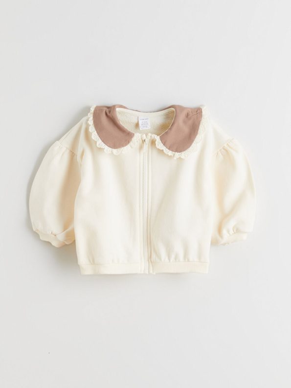 LCW Baby Ecru Peter Pan Collar Cardigan and Pants Set