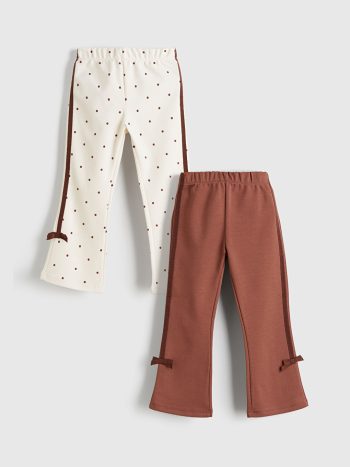 LCW Kids Cream Elastic Waist Girls Leggings 2-Pack