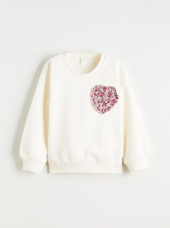 LCW Kids Cream Floral Print Girls Sweatshirt and Leggings Set