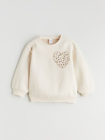 LCW Kids Beige Crew Neck Girls Sweatshirt
