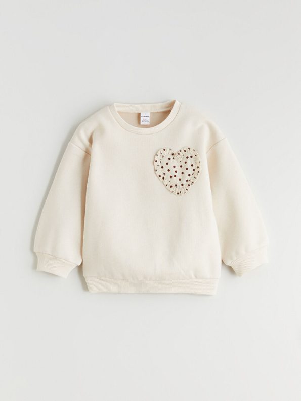 LCW Kids Beige Crew Neck Girls Sweatshirt