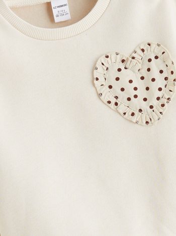 LCW Kids Beige Crew Neck Girls Sweatshirt