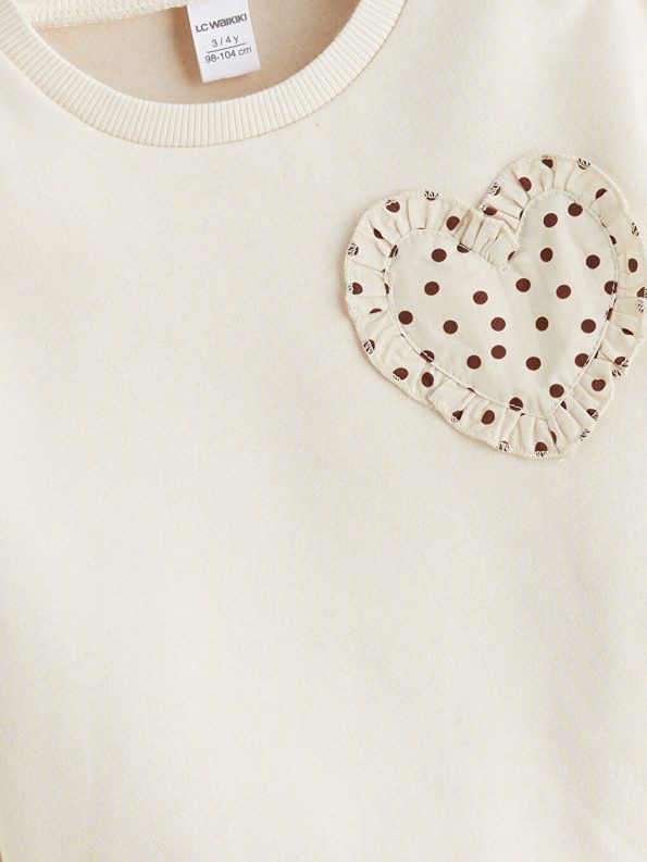 LCW Kids Beige Crew Neck Girls Sweatshirt
