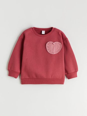 LCW Kids Pink Crew Neck Girls' Sweatshirt