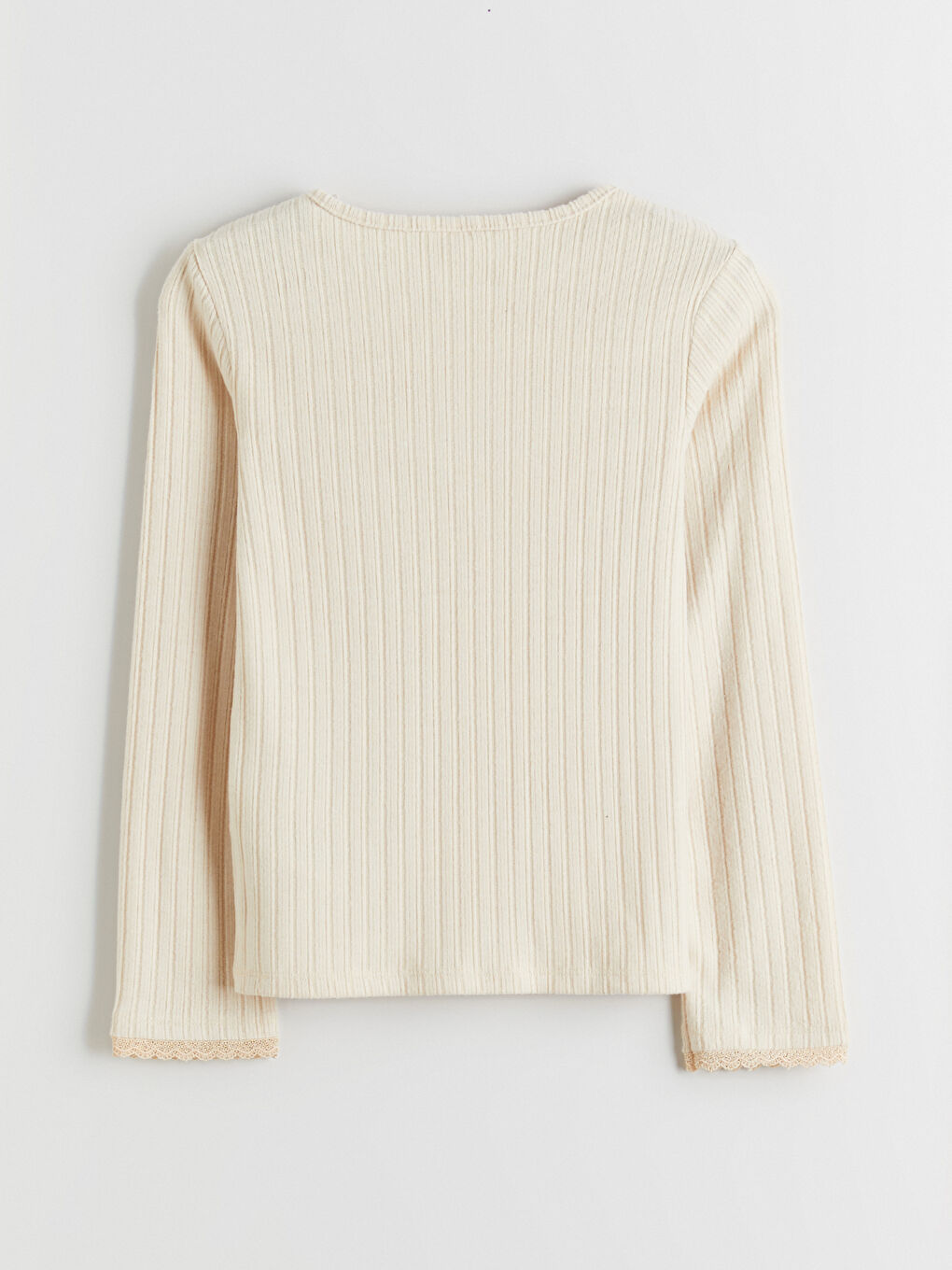 l_20252-w5mi23z4-d2y_a2.jpg LCW Kids Beige Crew Neck Bow Detail Girls T-Shirt