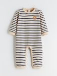 LCW Baby Beige Striped Bicycle Neck Romper