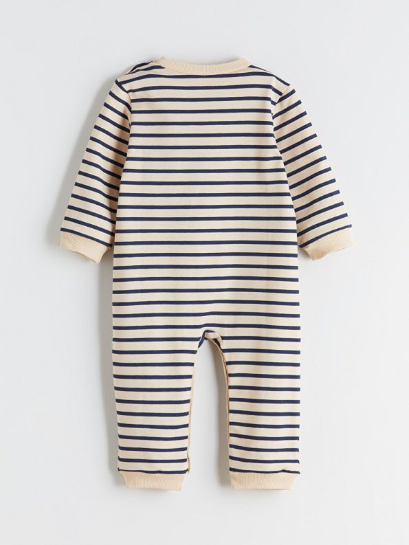 LCW Baby Beige Striped Bicycle Neck Romper