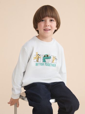 LCW Kids Gray Animal Print Boys Sweatshirt