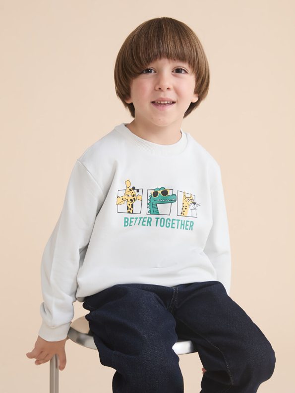 LCW Kids Gray Animal Print Boys Sweatshirt