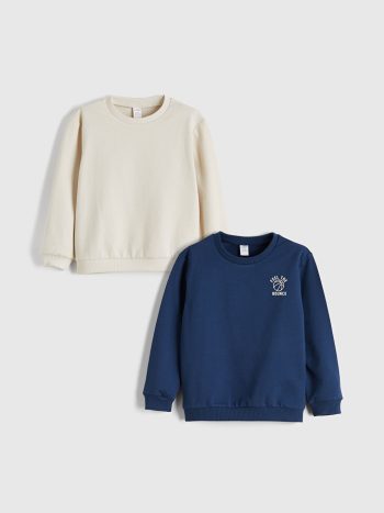 LCW Kids Grey Crew Neck Boys Sweatshirt Set