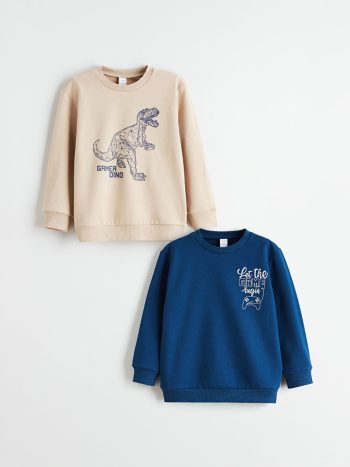 LCW Kids Beige Printed Boys Sweatshirt 2-Pack