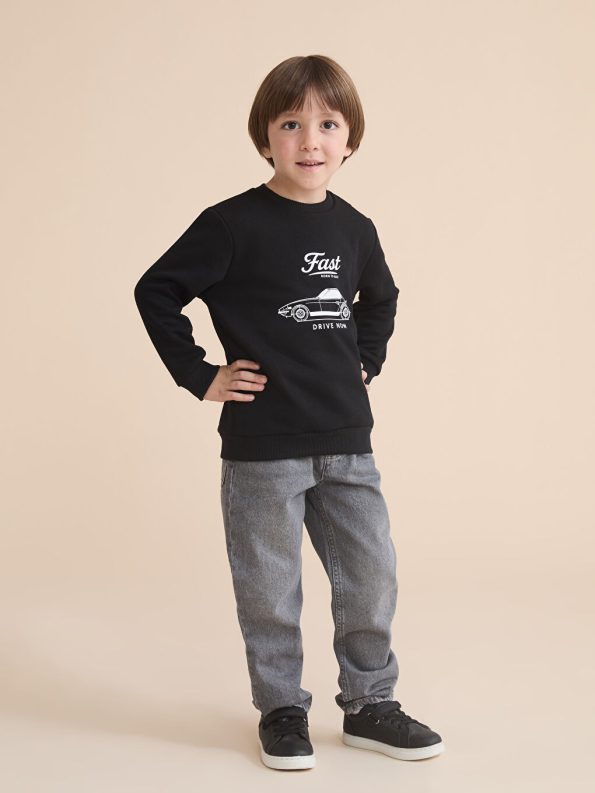 LCW Kids Black Car Print Boys' Sweatshirt Set