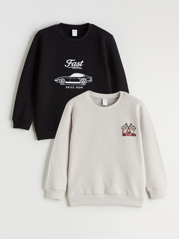 LCW Kids Black Car Print Boys' Sweatshirt Set