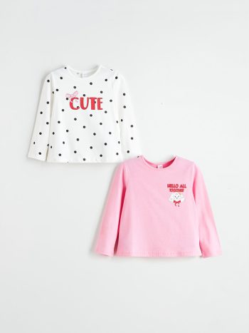 LCW Kids Pink Crew Neck Girls T-Shirt 2-Pack