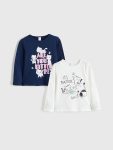 LCW Kids Navy Blue Crew Neck T-Shirt for Girls - Set of 2