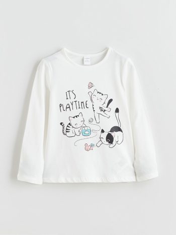 LCW Kids Navy Blue Crew Neck T-Shirt for Girls - Set of 2