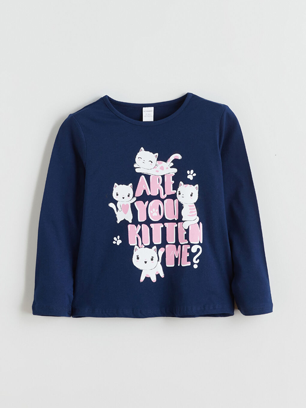 l_20252-w5mp33z1-hpn_a4.jpg LCW Kids Navy Blue Crew Neck T-Shirt for Girls - Set of 2