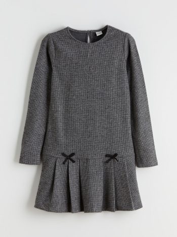 LCW Kids Black Short Sleeve Pleated Dress for Girls