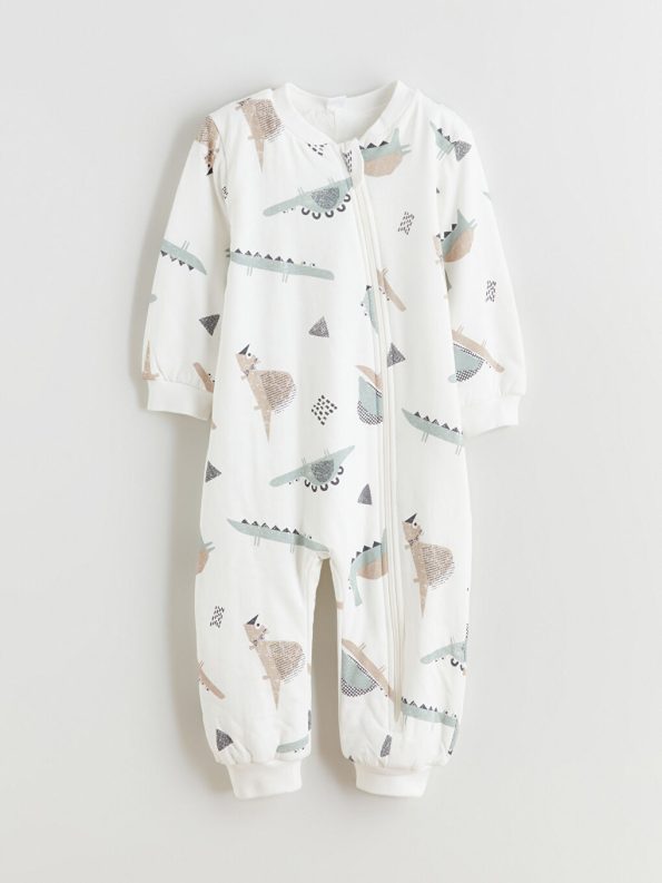 LCW Baby Cream 1 Tog Printed Boys Sleep Suit