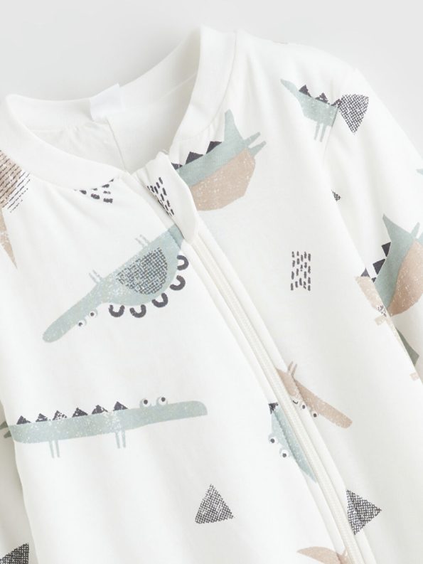 LCW Baby Cream 1 Tog Printed Boys Sleep Suit