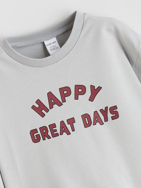 LCW Baby Gray Printed Boys Sweatshirt