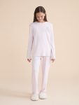 LCW Kids Cream Round Neck Girls Pajama Set