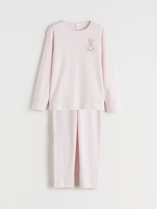LCW Kids Cream Round Neck Girls Pajama Set