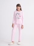 LCW Kids Pink Crew Neck Girls Pajama Set