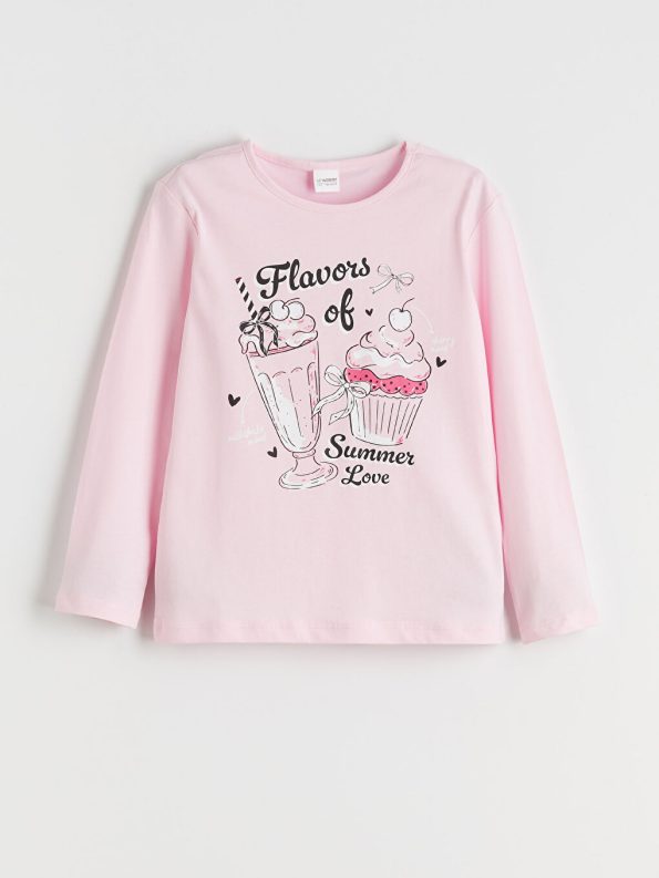 LCW Kids Pink Crew Neck Girls Pajama Set