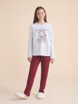 LCW Kids Gray Crew Neck Pajama Set for Girls