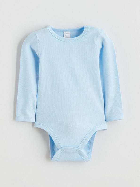 LCW Baby Ecru Crew Neck Baby Boy Bodysuit Set of 2