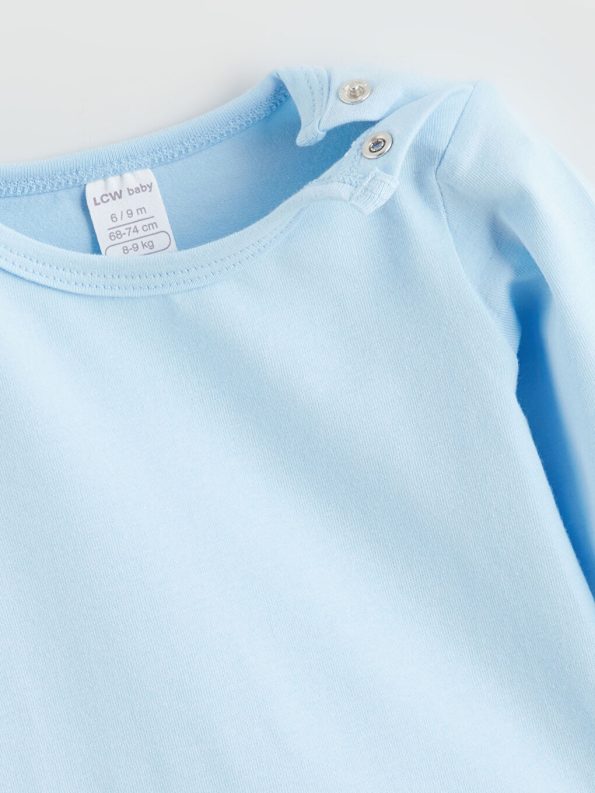 LCW Baby Ecru Crew Neck Baby Boy Bodysuit Set of 2