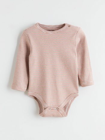 LCW Baby Beige Crew Neck Baby Boy Bodysuit Set of 2