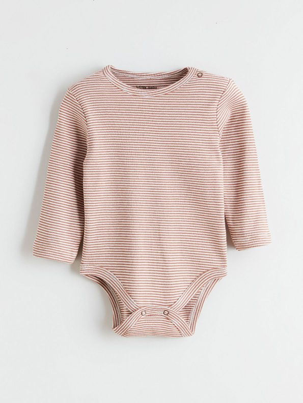 LCW Baby Beige Crew Neck Baby Boy Bodysuit Set of 2