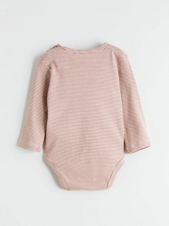 LCW Baby Beige Crew Neck Baby Boy Bodysuit Set of 2