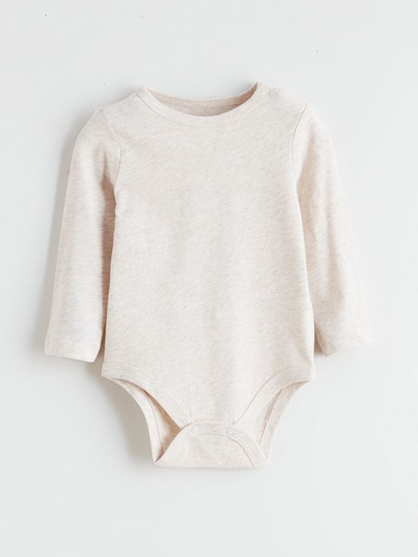 LCW Baby Beige Crew Neck Baby Boy Bodysuit Set of 2