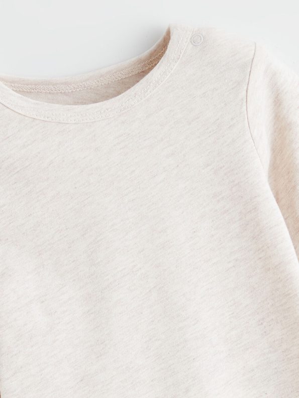 LCW Baby Beige Crew Neck Baby Boy Bodysuit Set of 2