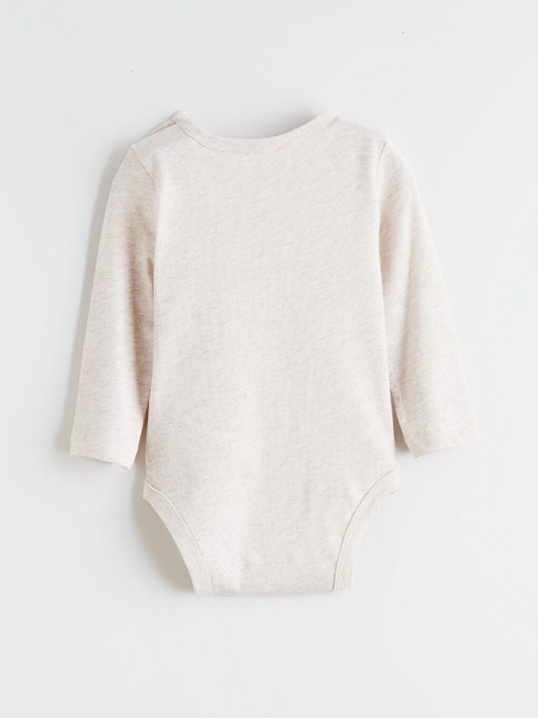 LCW Baby Beige Crew Neck Baby Boy Bodysuit Set of 2