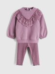 LCW Baby Purple Crew Neck Girl Sweatshirt and Leggings